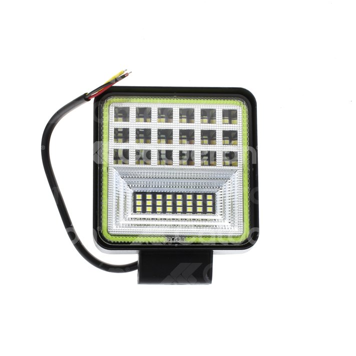 FARO LED CUADRADO CON ARO VERDE 126W EN-FL100V, 18 LED ARRIBA Y 24 LED ABAJO (10CM X 10CM X 3.5CM) IMPORTACION