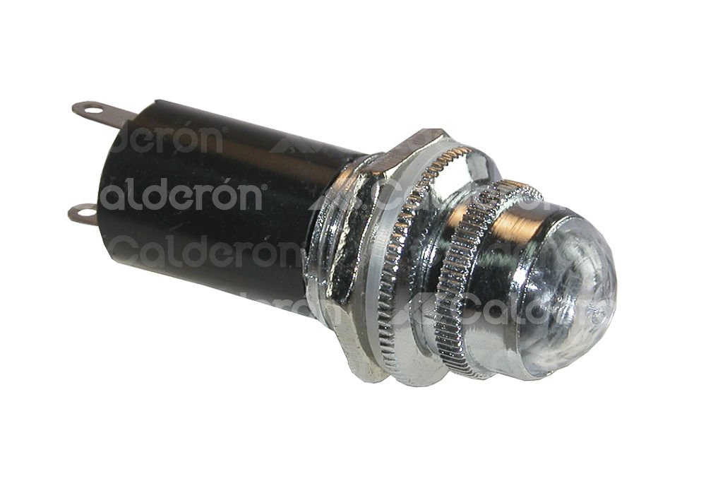 FOCO PILOTO GRANDE METALICO BLANCO 2 TERMINALES. No. MG04-01191B IMPORTACION