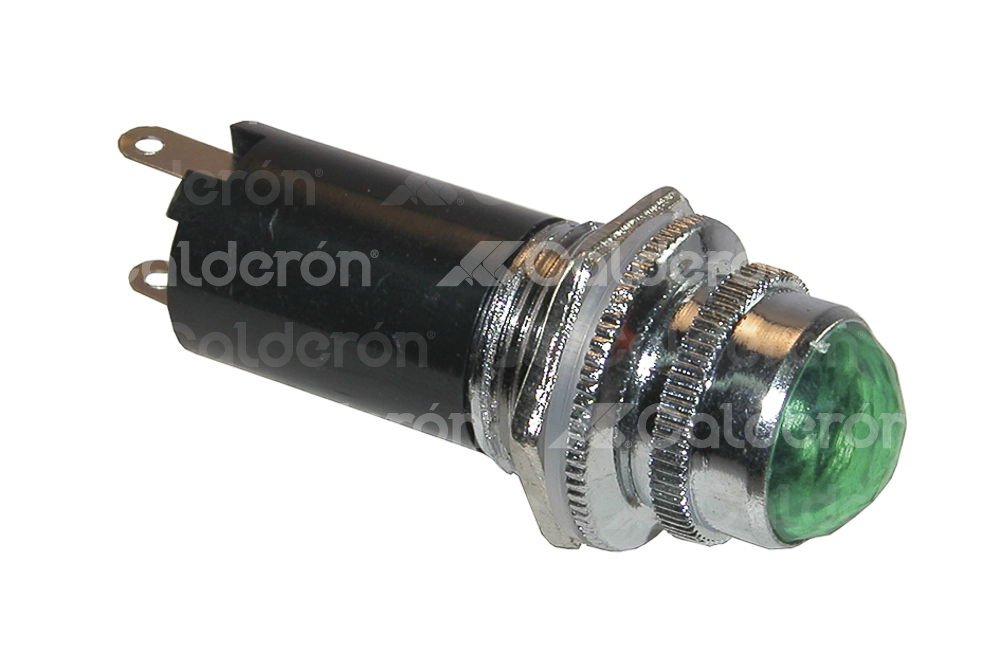 FOCO PILOTO GRANDE METALICO VERDE 2 TERMINALES. No. MG04-01191V IMPORTACION