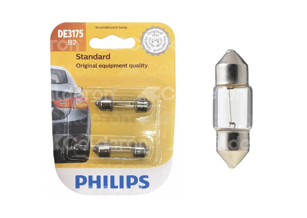FOCO PHILIPS DE3175 FESTOON 12V 10W BLISTER-2 PIEZAS PHILIPS: DE3175B2 PHILIPS