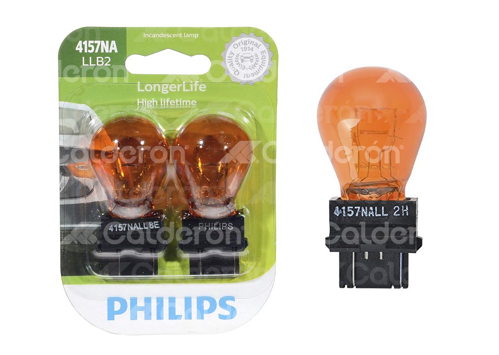 FOCO PHILIPS 4157NA LONGER LIFE 12.8/14V 28.54/8.26W BLISTER-2PZS PHILIPS: 4157NALLB2 PHILIPS