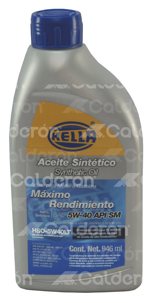 ACEITE HELLA SYNTHETIC OIL API SM HSO-5W40 1LT HELLA