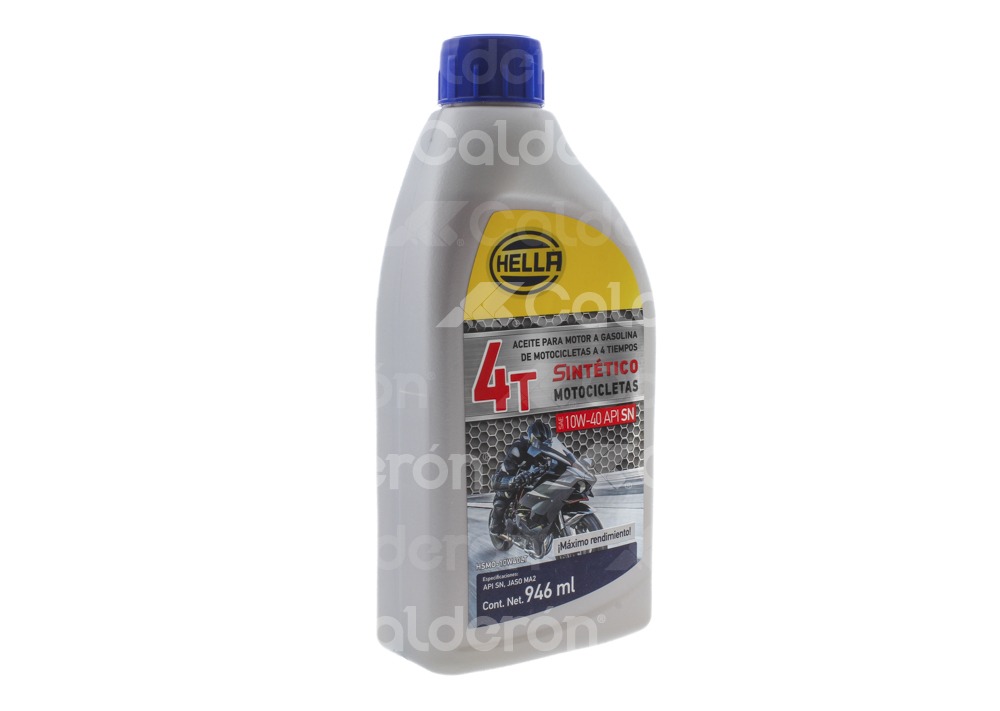 ACEITE HELLA SINTETICO MOTO 4T 10W40 API SN JASO MA2 946ML HSMO-10W40LT M0052