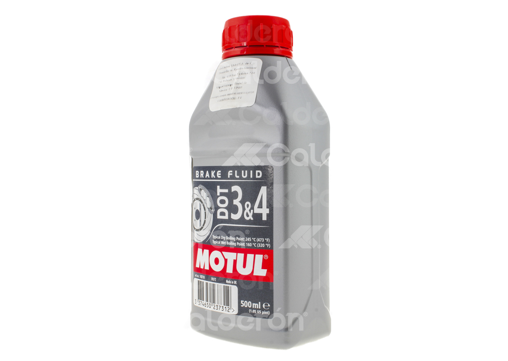 LIQUIDO DE FRENOS MOTUL SINTETICO DOT 3 & 4 500ML 
PUNTO DE EBULLICION SECO: 245°C (473°F), PUNTO DE EBULLICION HUMEDO: 158°C (316°F). 102718 M0082