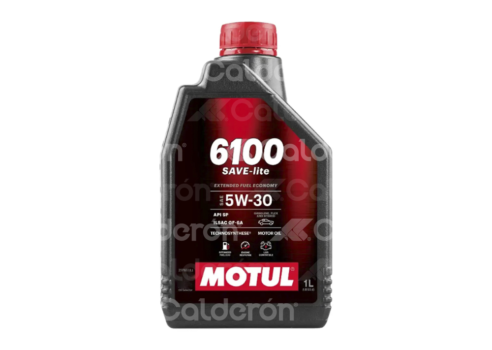ACEITE MOTUL TECHNOSYNTHESE 6100 SAVE-LITE 5W30 API SP 1 LITRO (HECHO EN USA), CERTIFICACION: NOM 116, DISEÑADO PARA VEHICULOS AMERICANOS, ASIATICOS Y EUROPEOS, MOTUL: 113317 M0082