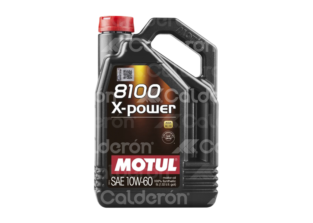 ACEITE MOTUL SINTETICO 8100 X-POWER 10W60 5 LITROS, NORMATIVAS: ACEA A3/B4, API SERVICE SP, OEM PERFORMANCES: 9.55535-H3, MOTUL: 106144 M0082