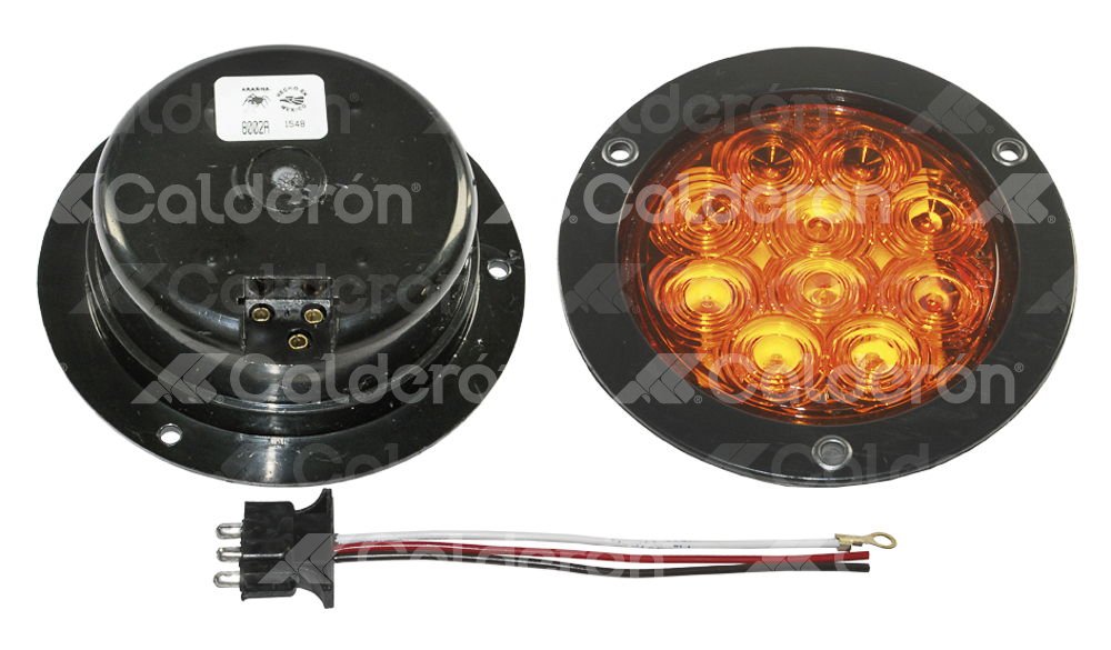 PLAFON SELLADO 4" AMBAR 10 LEDS FIJO CON ARILLO 12/24V 8002A TRAKTOLAMP