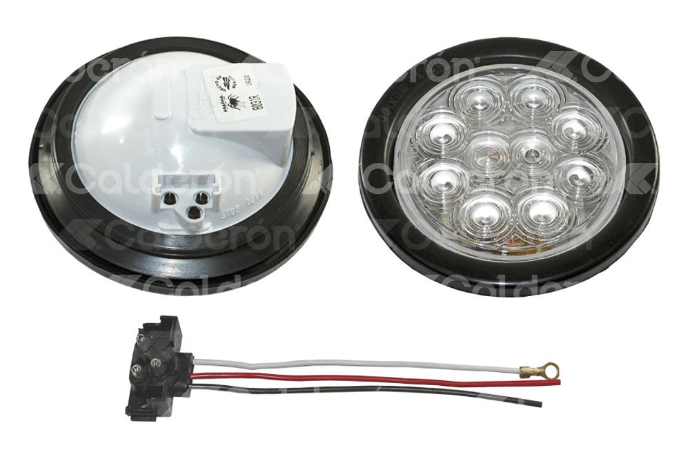 PLAFON SELLADO 4" CLARO 10 LEDS FIJO MICA CRISTAL ROJO 8031R TRAKTOLAMP