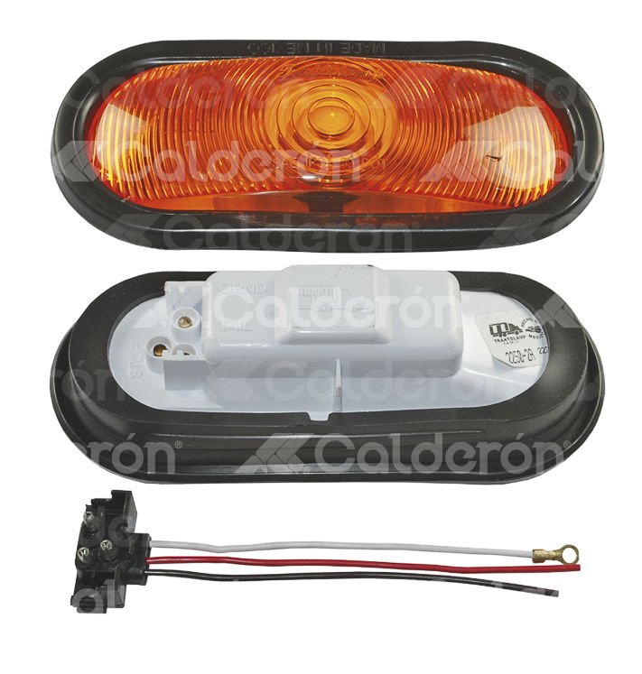 PLAFON SELLADO OVAL MICA PLANA CON FOCO AMBAR 2250-2A TRAKTOLAMP