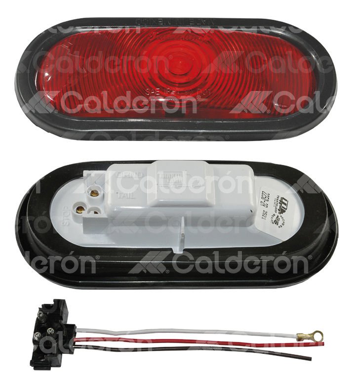 PLAFON SELLADO OVAL MICA PLANA CON FOCO ROJO 2250-2R TRAKTOLAMP