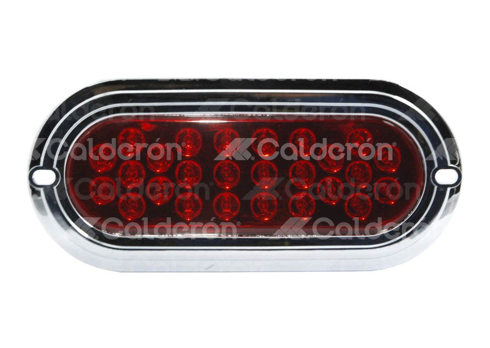 PLAFON SELLADO OVAL 26 LED ROJO CROMADO EN-PL026C-R IMPORTACION