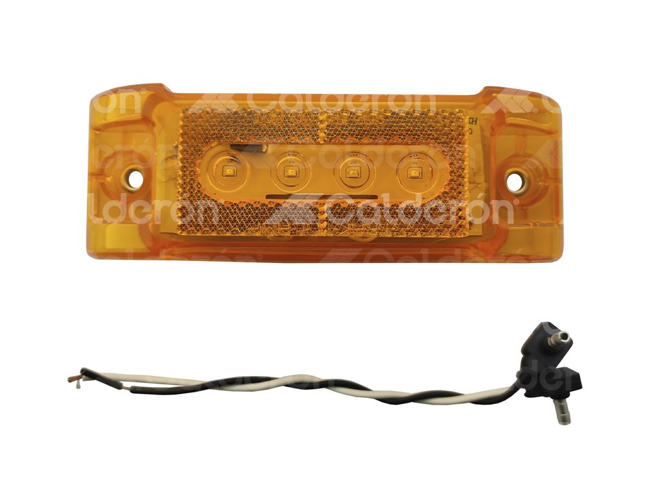 PLAFON RECTANGULAR LATERAL OPTICO Y REFLEJANTE 4 LED AMBAR 12/24V 8025OPA TRAKTOLAMP