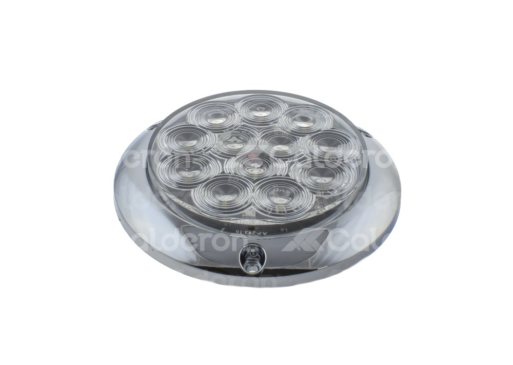 PLAFÓN SELLADO REDONDO PLANO 4" BLANCO 12 LEDS FUNCIÓN: FIJA, ABS CROMADO, MICA DE 12 ÓPTICAS DIÁMETRO EXTERIOR: 143MM ALTURA: 21MM PL-263CR-16-B TROGRIM