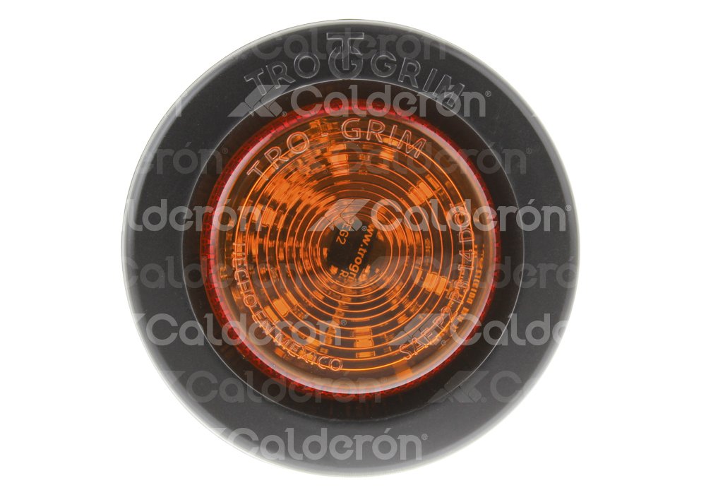 PLAFON SELLADO REDONDO 2 1/2" AMBAR, BASE HULE (GROMMET), 6 LEDS SIN MOVIMIENTO, MICA RAYADA, MATERIAL: PMMA/ABS, VOLTAJE 12/24V, AMPERS: 0.120, LUMENS: 53 FMVSS: P2/P3, DIMENSIONES: (DIAMETRO: 94MM, PROFUNDIDAD: 23.5MM) TROGRIM: PL-242HU-SM-A TROGRIM