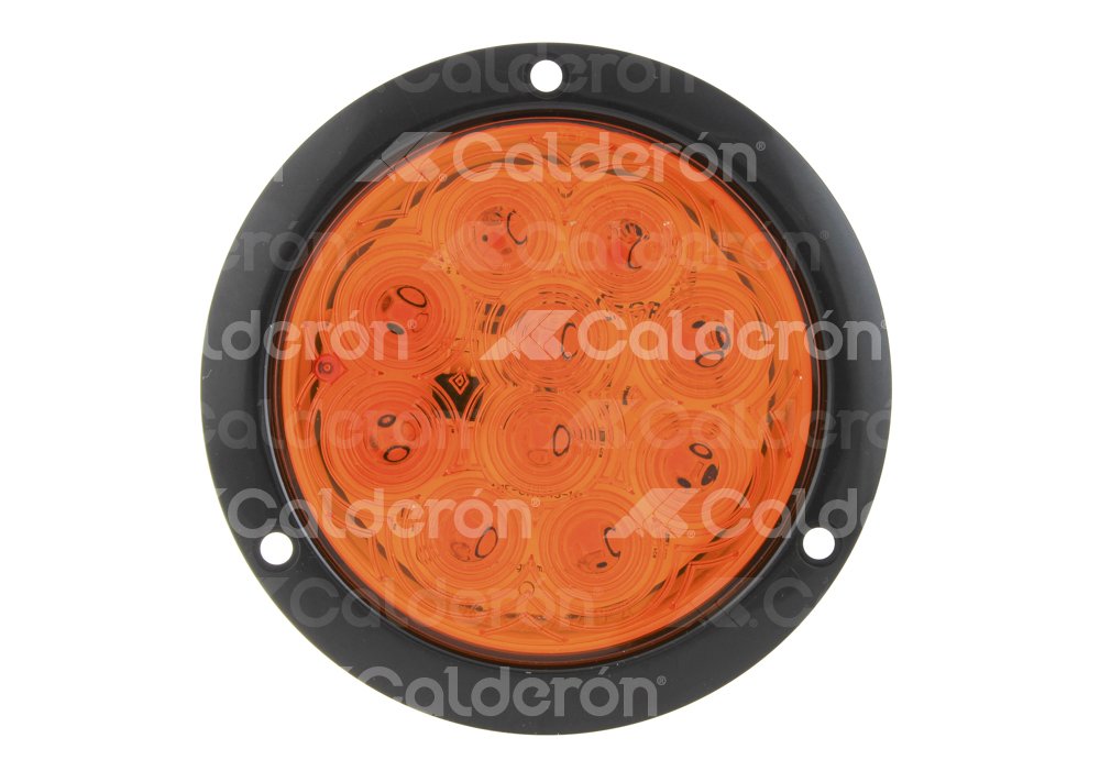 PLAFON SELLADO REDONDO 4" AMBAR, 10 LEDS OPTICOS, MATERIAL: PMMA/ABS, VOLTAJE: 12/24V, FUNCION: ALTA Y BAJA, MONTAJE: BASE NEGRA, TROGRIM: PL-243BN-10-ABV TROGRIM