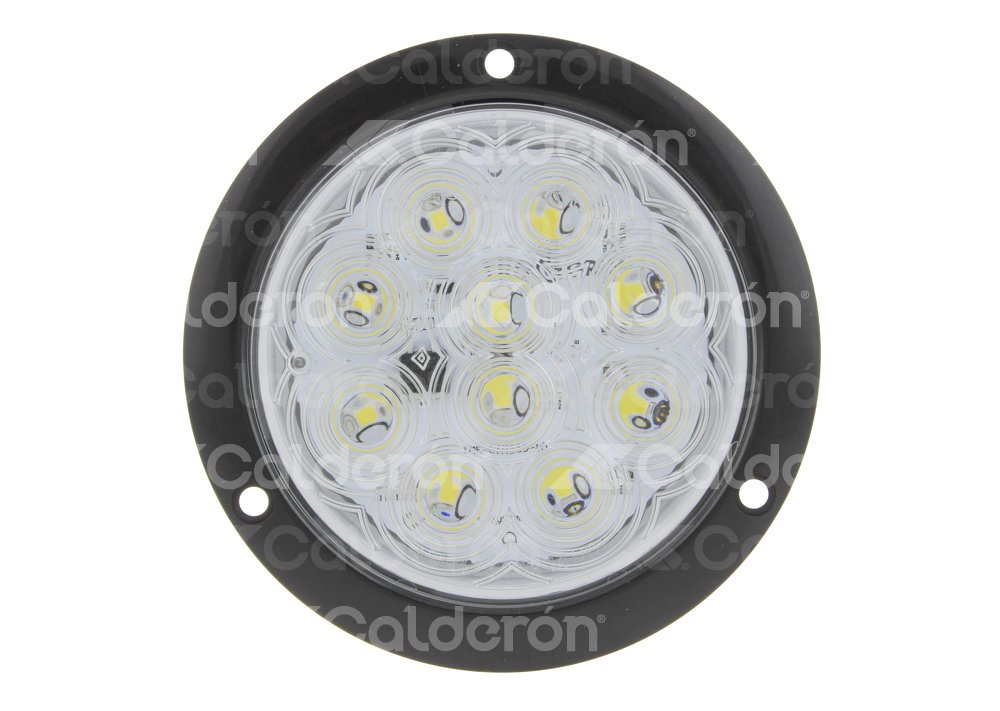 PLAFON SELLADO REDONDO 4" BLANCO, 10 LEDS OPTICOS, MATERIAL: PMMA/ABS, VOLTAJE: 12/24V, FUNCION: ALTA Y BAJA, MONTAJE: BASE NEGRA, TROGRIM: PL-243BN-10-BBV TROGRIM