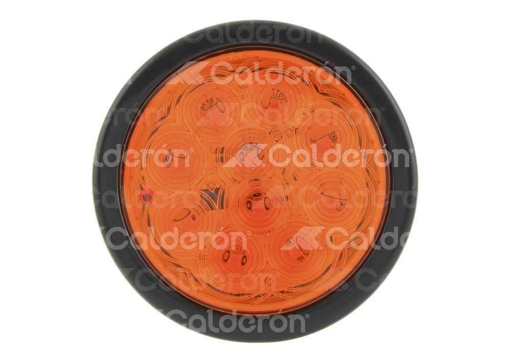 PLAFON SELLADO REDONDO 4" AMBAR, 10 LEDS OPTICOS, MATERIAL: PMMA/ABS, VOLTAJE: 12/24V, FUNCION: ALTA Y BAJA, MONTAJE: HULE (GROMMET), DIMENSIONES: (DIAMETRO: 133MM, PROFUNDIDAD: 50.5MM) TROGRIM: PL-243HU-10-ABV TROGRIM