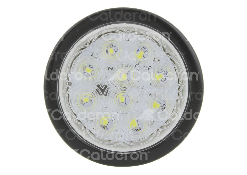 PLAFON SELLADO REDONDO 4" BLANCO, 10 LEDS OPTICOS, MATERIAL: PMMA/ABS, VOLTAJE: 12/24V, FUNCION: ALTA Y BAJA, MONTAJE: HULE (GROMMET), DIMENSIONES: (DIAMETRO: 133MM, PROFUNDIDAD: 50.5MM) TROGRIM: PL-243HU-10-BBV TROGRIM