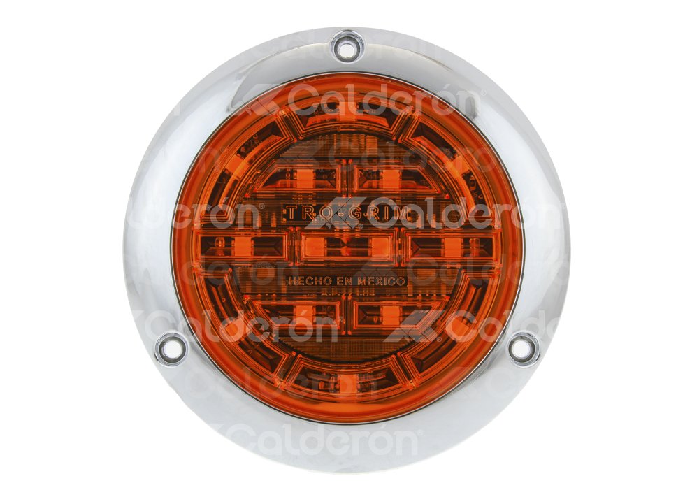 PLAFON SELLADO REDONDO ULTRAPLANO 4" AMBAR, BISEL CROMADO (ABS), 14 LEDS, FUNCION: ALTA Y BAJA, VOLTAJE: 12/24V, AMPERS: 0.230, LUMENS: 103, DIMENSIONES: (DIAMETRO: 142MM, PROFUNDIDAD: 14MM) TROGRIM: PL-273CR-04-A TROGRIM