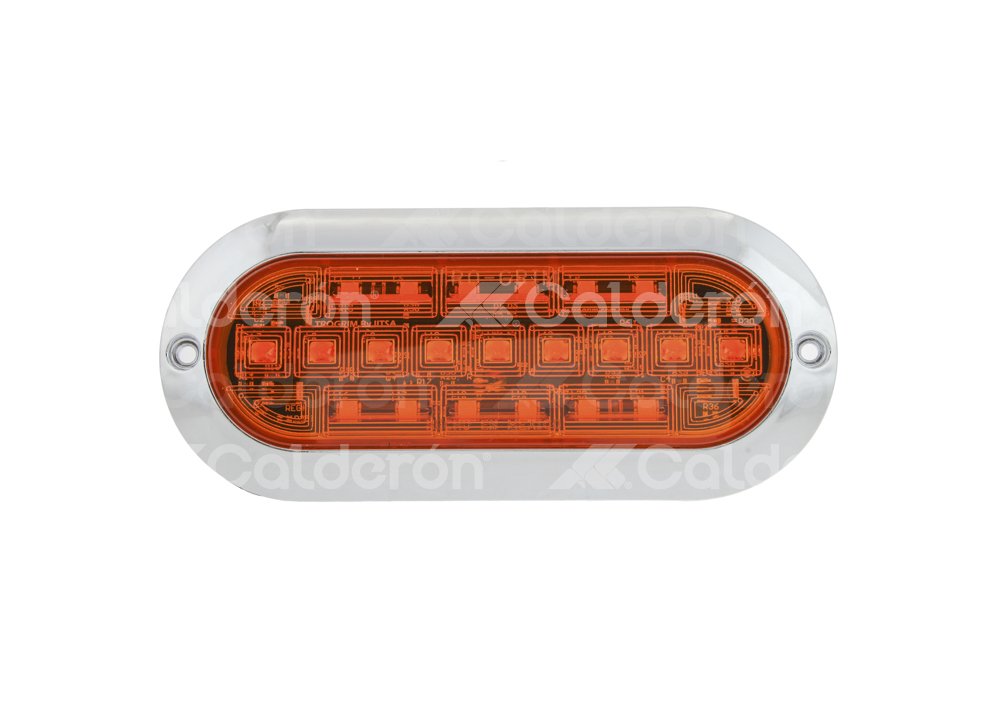 PLAFON OVALADO EXTRAPLANO (SOBREPONER) AMBAR, BISEL CROMADO (ABS), 21 LEDS, FUNCION: ALTA Y BAJA, VOLTAJE: 12/24V, AMPERS: 0.360, LUMENS: 162, DIMENSIONES: (LARGO: 195MM, ANCHO: 85MM, PROFUNDIDAD: 10.5MM) TROGRIM: PL-169CR-04-A TROGRIM