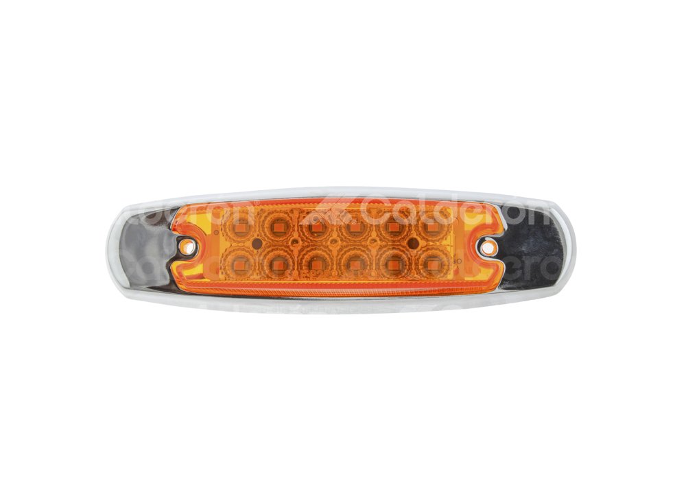 PLAFON LATERAL BISEL CROMADO AMBAR, 12 LEDS, FUNCION ALTA Y BAJA, VOLTAJE: 12/24V, MATERIAL: PMMA, DIMENSIONES: (LARGO: 160MM, ANCHO: 43MM, PROFUNDIDAD: 25MM) TROGRIM: PL-175CR-04-ABV TROGRIM