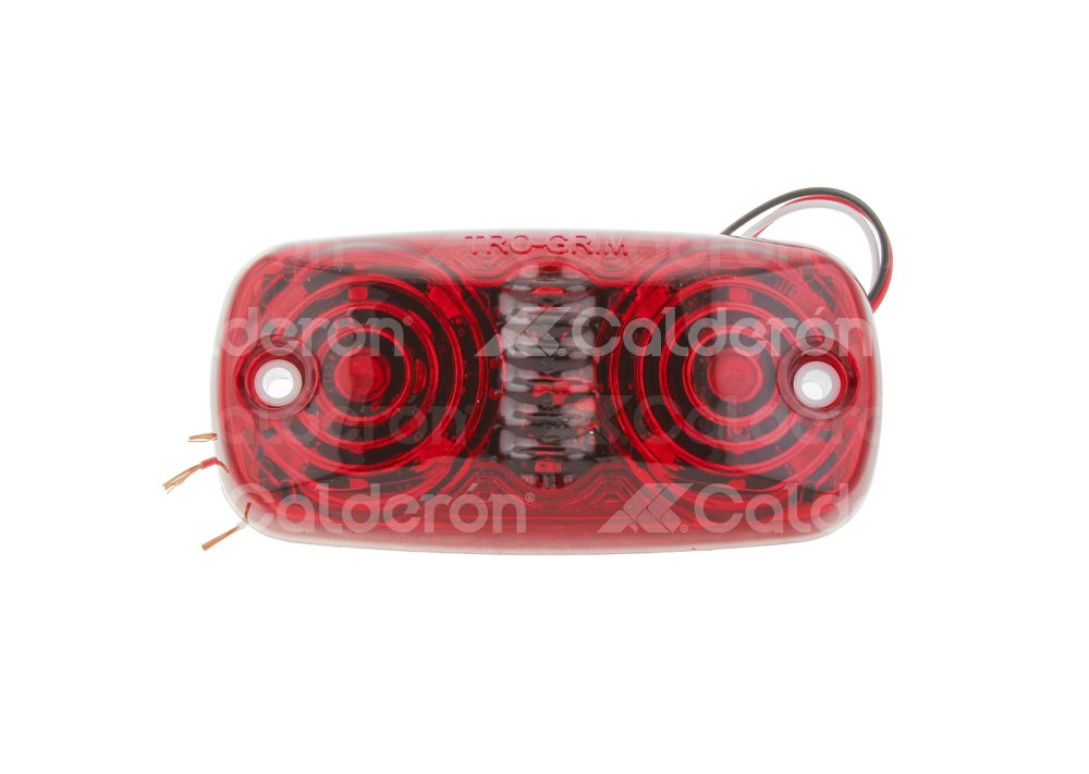PLAFON LATERAL ROJO 13 LEDS (BAJA 5 LEDS/ALTA 13 LEDS) ABS BLANCO, FUNCION: FIJO, MICA: DOBLE OPTICA CIRCULAR CONCENTRICA, VOLTAJE: 12/24V, AMPERS: 0.100, MATERIAL: PMMA/ABS, FMVSS: P2/P3, MONTAJE: TORNILLO, LUMENS: 45, DIMENSIONES: (LARGO: 102MM, ANCHO:50MM, PROFUNDIDAD: 20MM) TROGRIM: PL-168BB-LS-R TROGRIM