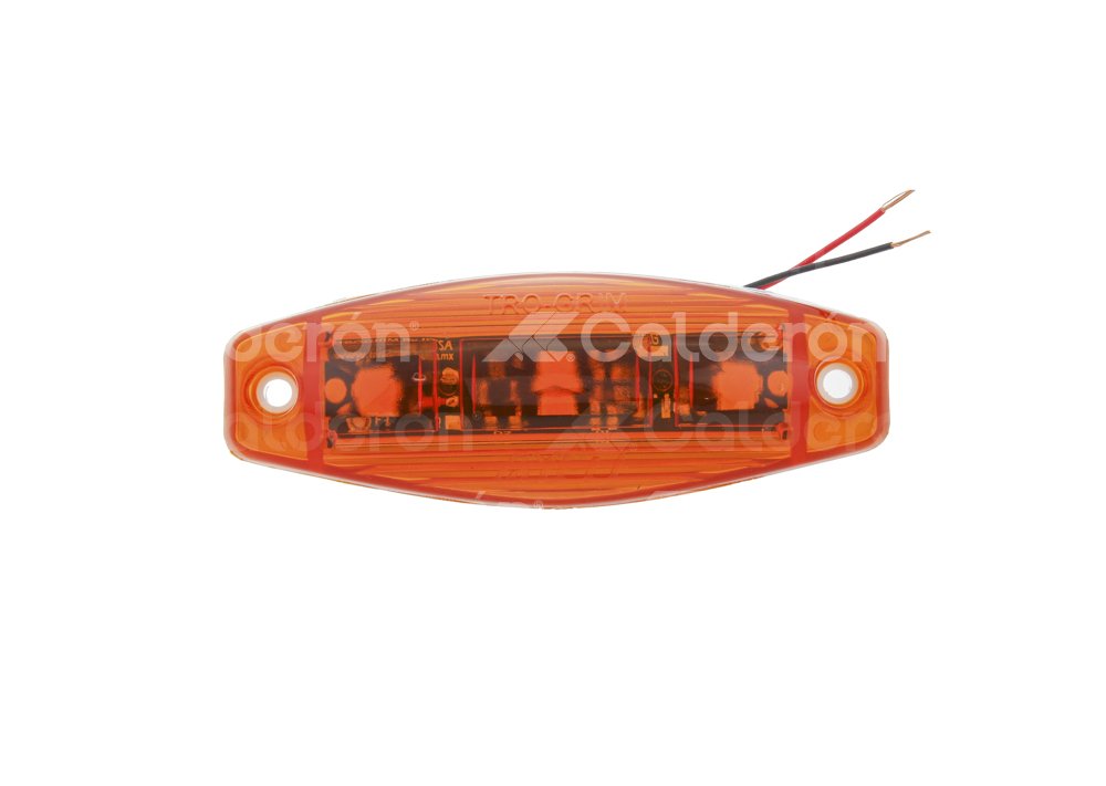 PLAFON LATERAL AMBAR 3 LEDS, ABS BLANCO, FUNCION: FIJA, MICA: HELIPTICA AYCO DE 3 OPTICAS, VOLTAJE: 12/24V, AMPERS: 0.060, MATERIAL: PMMA/ABS, FMVSS: P2/P3, LUMENS: 30, DIMIESIONES: (LARGO: 115MM, ANCHO: 41MM, PROFUNDIDAD: 24MM) TROGRIM: PL-164BB-AY-A TROGRIM