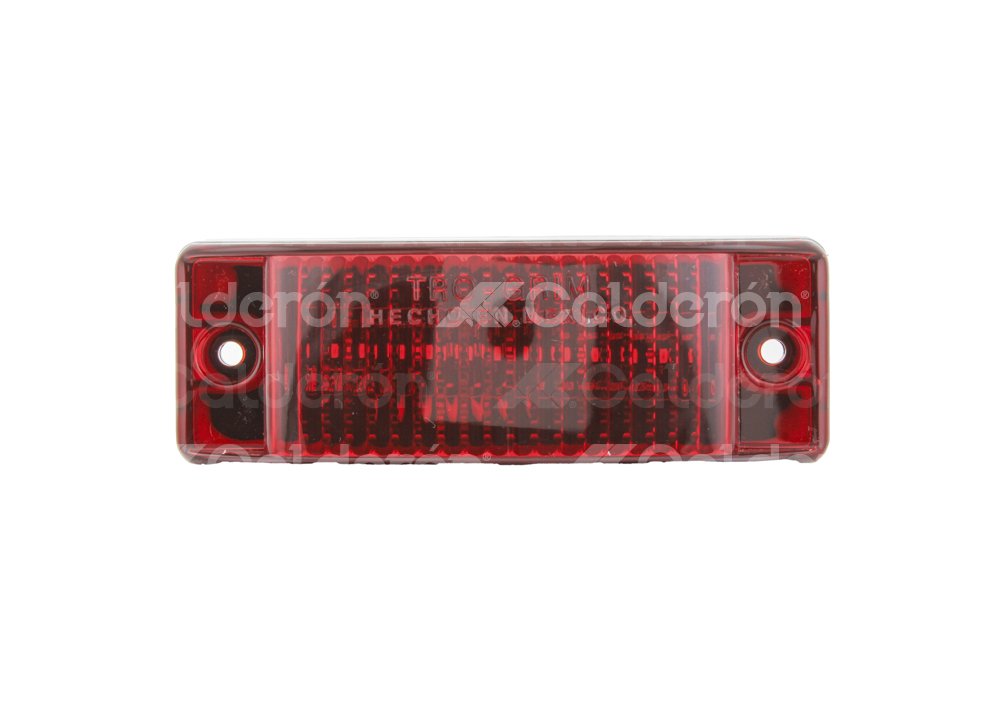 PLAFON LATERAL ROJO 5 LEDS, BISEL NEGRO (ABS), FUNCION: FIJA, MICA: RECTANGULAR RAYADA, VOLTAJE: 12/24V, AMPERS: 0.060, MATERIAL: PMMA/ABS, FMVSS: P2/P3, LUMENS: 25, DIMENSIONES: (LARGO: 150MM, ANCHO: 52MM, PROFUNDIDAD: 33.5MM) TROGRIM: PL-154BN-5-SMR TROGRIM