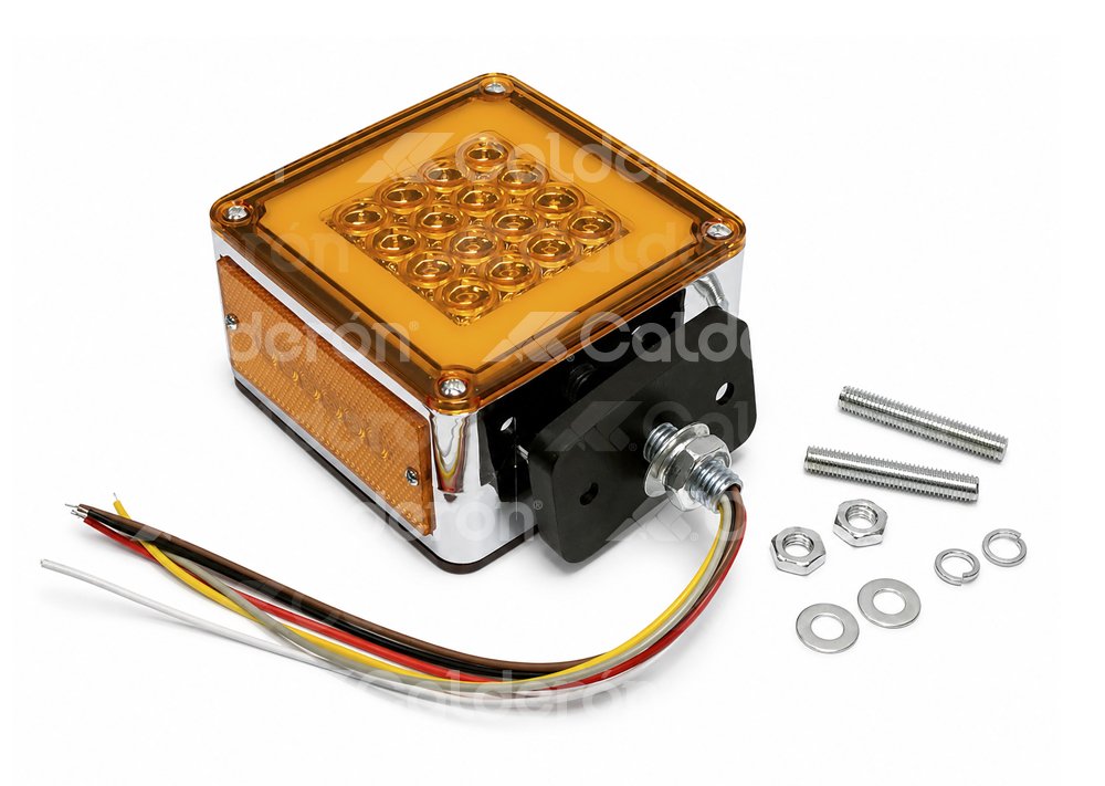 LUZ DIRECCIONAL DERECHA 16 LEDS GEL, ROJO/AMBAR (ALTO, FIJA Y ESTROBO CON LUZ LATERAL) 12V/24V 15W (PIEZA) DC505-2 IMPORTACION
