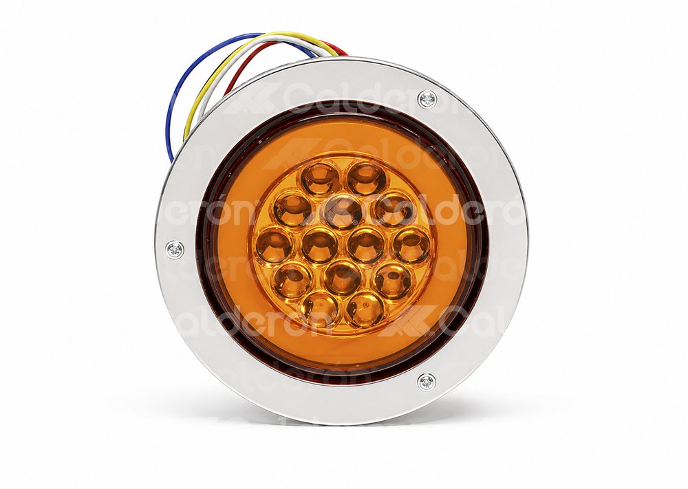 PLAFON 4" AMBAR GEL 14 LEDS CON ARO, 5 CABLES, 4 FUNCIONES, 12V/24V 4.2W (PIEZA) EN-C23 IMPORTACION