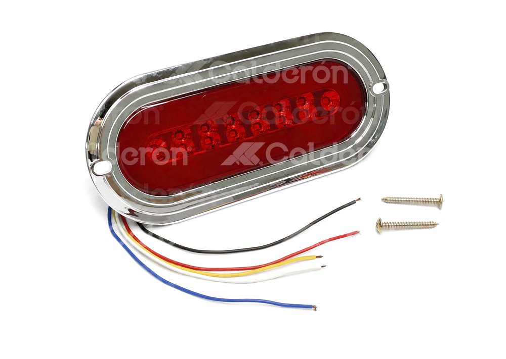 PLAFON ROJO 14 LEDS CON ARO, 5 CABLES, 4 FUNCIONES, BISEL CROMO, CON BLISTER (PIEZA) EN-C32 IMPORTACION