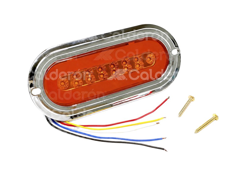 PLAFON AMBAR 14 LEDS CON ARO, 5 CABLES, 4 FUNCIONES, BISEL CROMO, CON BLISTER (PIEZA) EN-C34 IMPORTACION
