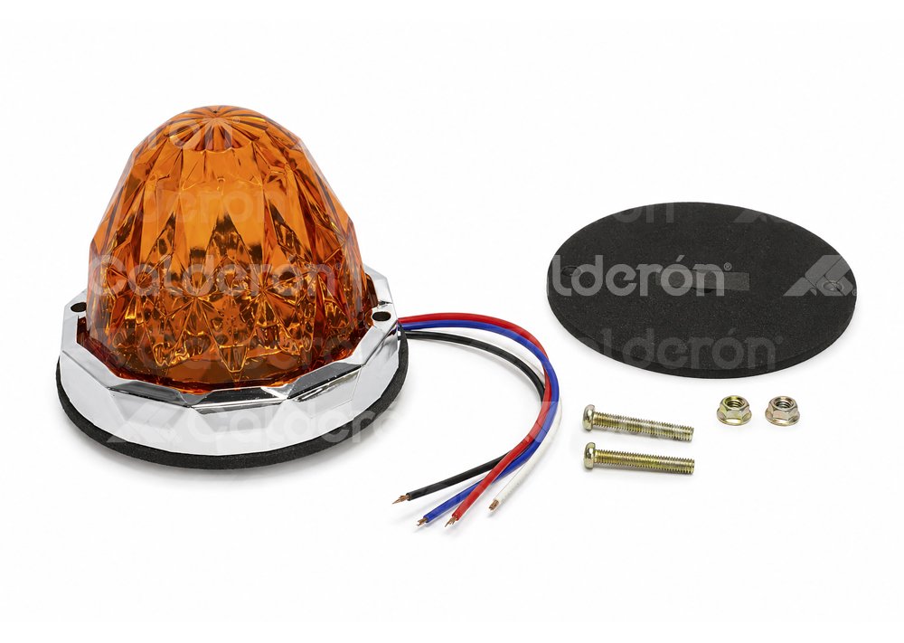 PLAFON UNIVERSAL AMBAR 19 LEDS LUZ FIJA/ESTROBO 12V/24V 2.1W (PIEZA) DC142A IMPORTACION