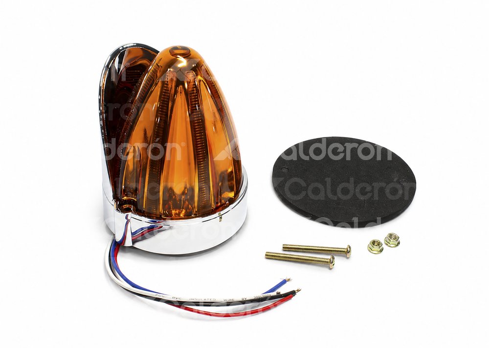 PLAFON UNIVERSAL AMBAR 26 LEDS LUZ FIJA/ESTROBO 12V/24V 2.2W (PIEZA) DC143A IMPORTACION