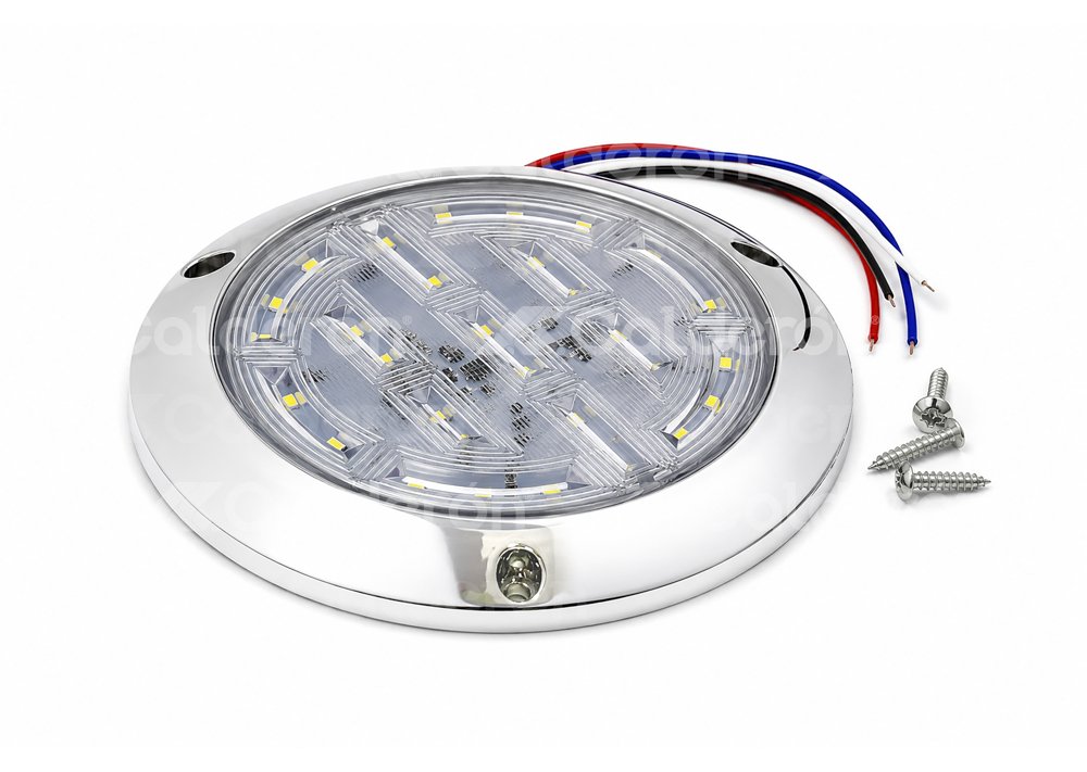 PLAFON BLANCO 30 LEDS 4 CABLES, LUZ FIJA/ESTROBO, 12V/24V 3.04W (PIEZA) EN144B IMPORTACION