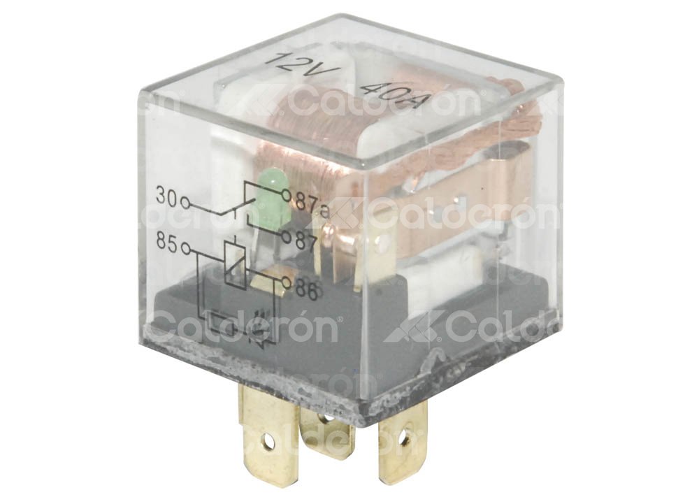 RELEVADOR UNIVERSAL 12V 40A TRANSPARENTE LEDS 5 TERMINALES RELAY IMPORTACION