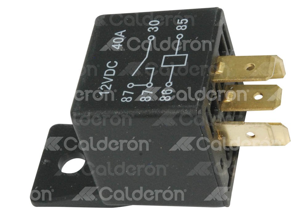 RELEVADOR UNIVERSAL HELLA 12V 40A 5 TERMINALES T87 CON SOPORTE. NUMERO ANTERIOR: 2-038, NUEMRO NUEVO 933791121 RELAY HELLA