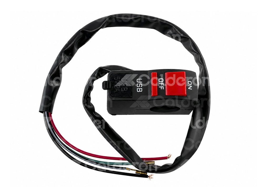 SWITCH APAGADOR MOTOCICLETA UNIVERSAL CON ENTRADA USB 4 CABLES BOT-3242-5009 QUMO