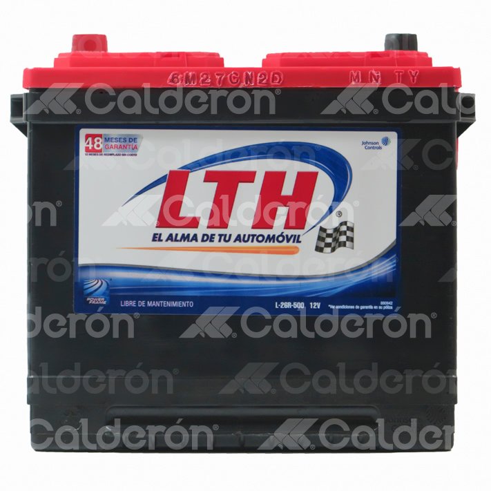 BATERIA LTH. L-26R-500. APLICACION: CHRYSLER NEON TODOS LOS MODELOS, PT CRUSIER TODOS LOS MODELOS (00-10) / FIAT PALIO (ADVENT, TREK), IDEA (ADVENT), STRADA (ADVENT, TREK), ALBEA, STILO (04-10), GRANDE PUNTO 2009 / PEUGEOT 206, 206 CC (00-08), 307 (04-05), 607 (04-08), GRAND RAID, PARTNER (04-10) / RENAULT CLIO SPORT (01-08). NO. PLACAS: 12 LTH
