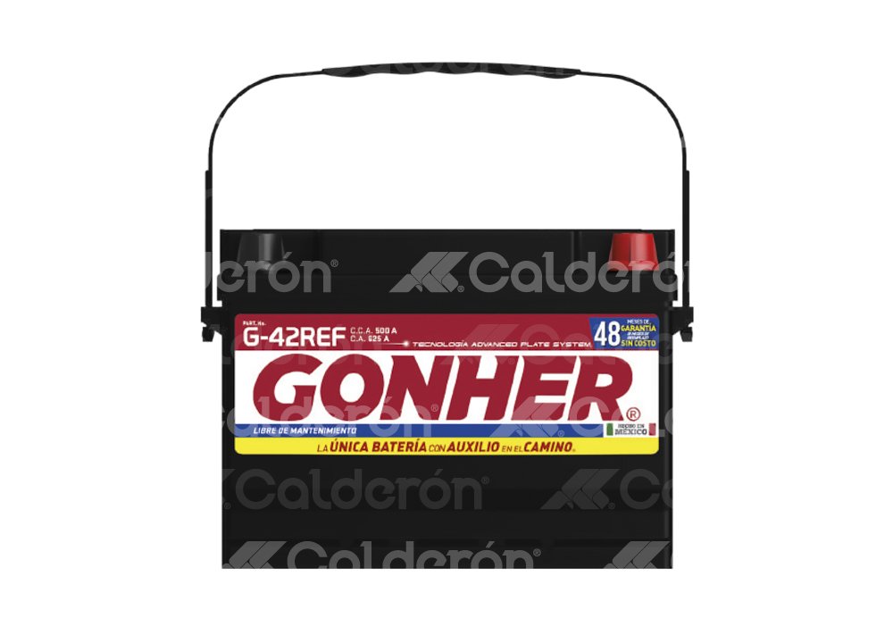 BATERIA AUTOMOTRIZ GONHER TIPO G-42REFORZADA
VOLTAJE: 12V, CAPACIDAD DE ARRANQUE EN FRIO -18°C (CCA): 500A, CAPACIDAD DE RESERVA A 27°C (RC): 90 MINUTOS, CAPACIDAD DE ARRANQUE A 0°C (CA): 625A, CAPACIDAD AMPER-HORA: 55AH, COMPOSICION OPERATIVA: PLOMO-ACIDO / (PbCa+, PbCa-), USO: S.L.I. (ARRANQUE, LUCES, IGNICION), APLICACION: SERVICIO AUTOMOTRIZ, DIMENSIONES: LARGO: 23.4CM, ANCHO: 17.5CM, ALTO: 17.2CM, PESO: 14.90KG GONHER
