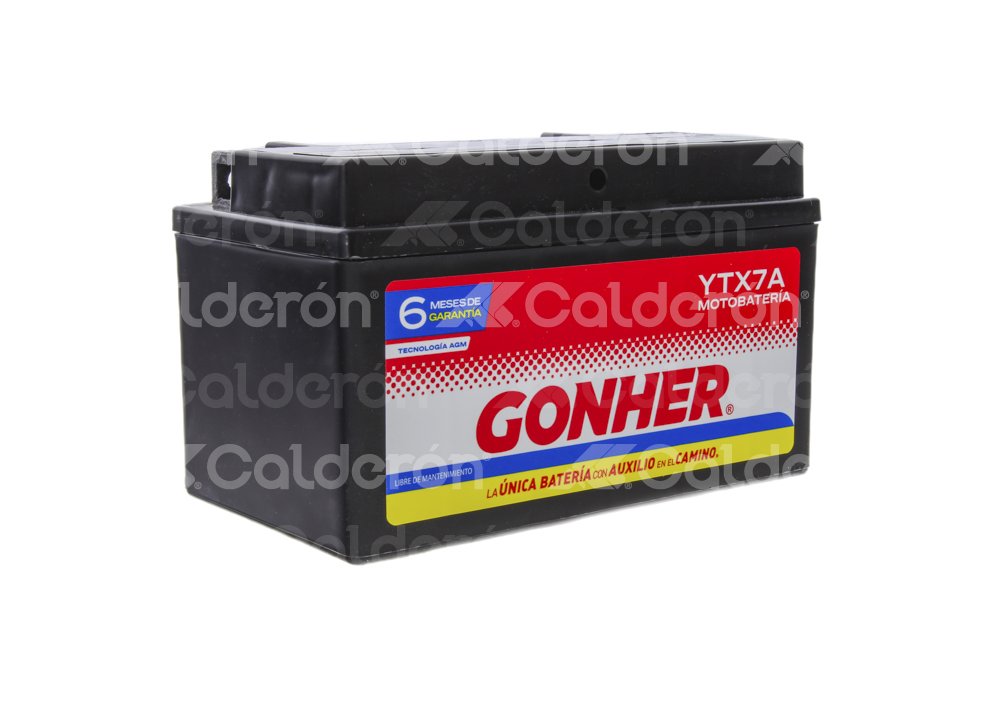 BATERIA MOTO AGM (LIBRE DE MANTENIMIENTO) GONHER YTX7A
VOLTAJE: 12V, CCA A -18°C: 90AMPER, AMPERES/HORA: 6AH, TIPO TERMINAL: A
DIMENSIONES: LARGO: 150MM, ANCHO: 87MM, ALTO: 93MM, PESO: 2.52KG, POLARIDAD POSTES: +/- GONHER