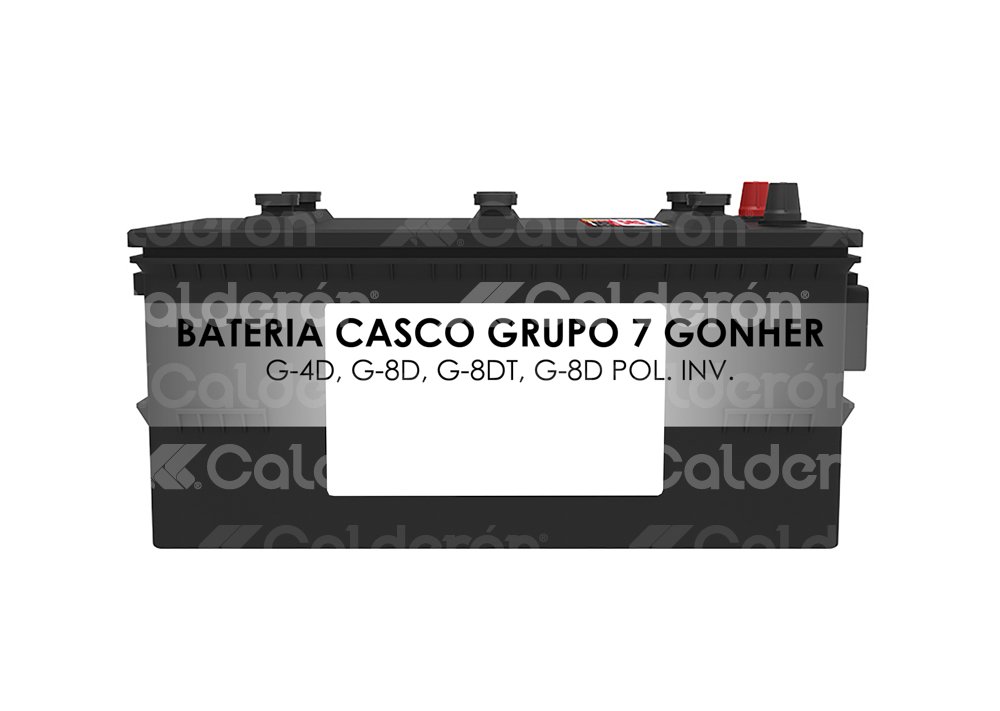 BATERIA CASCO GRUPO 7 GONHER (G-4D, G-8D, G-8DT, G-8D POL. INV.) GONHER