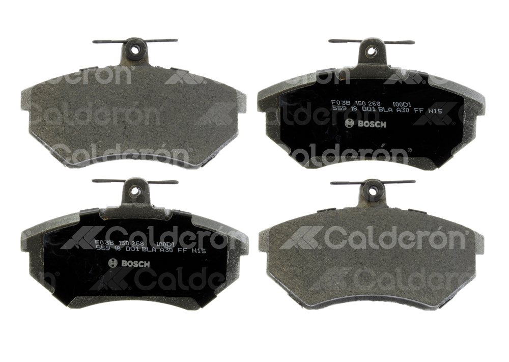BALATA DELANTERA VW JETTA A3, GOLF A3 1.8/2.0L 92-99. BOSCH: F03B1502688HG, NO. CORTO BOSCH: BA 0696, FMSI: 7570-D696 (BALATA SEMI METALICA) BOSCH