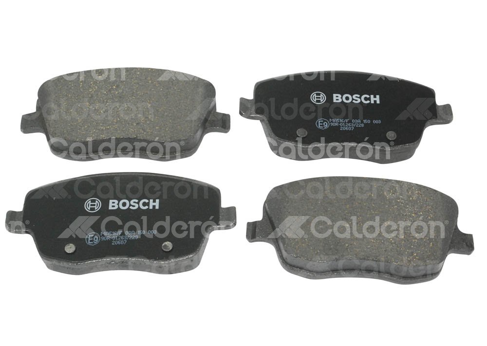 BALATA DELANTERA VW, SEAT IBIZA, CORDOBA, POLO 03-09. BOSCH: F03A1500038HF, NO. CORTO BOSCH: BA 1394.50, FMSI: 8555-D143 (BALATA SEMI METALICA) BOSCH