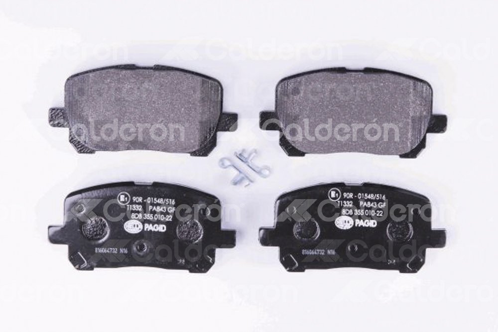 BALATA BAJOS METALES DELANTERA TOYOTA COROLLA 03-08, COROLLA S 05-06, MATRIX 03-08, MATRIX XRS 04-06  (DEL.) .No. Hella Pagid: 355010221 .No. Comercial: T1332 PAGID