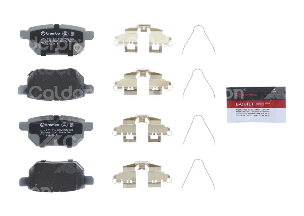 BALATA BREMBO BAIC X25 2018-2020; TOYOTA COROLLA 2009-2019, PRIUS 2015-2016, YARIS 2012-2018; INFORMACION TECNICA: ANCHURA: 99MM, ESPESOR: 14MM, ALTURA: 43MM, SISTEMA DE FRENOS: AKEBONO, INDICADOR DE DESGASTE: ACUSTICO, ACCESORIOS: CON ACCESORIOS, CON PLACA ANTIRRUIDO, EJE: DELANTERO Y TRASERO, FORMULA: NAO, WVA: 25016, 25017, 25018, FMSI: 8463-D1423, 8463-D1354, BREMBO: P83133N BREMBO
