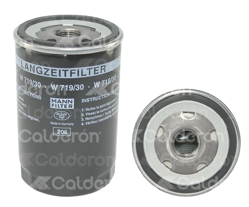 FILTRO DE ACEITE VOLKSWAGEN BEETLE, DERBY, GOLF GTI, PASSAT, JETTA A4; POLO, SHARAN; AUDI A3, A4, A6, TT; SEAT ALHAMBRA, IBIZA, LEON, TOLEDO.  No. MANN: W719/30 MANN FILTER
