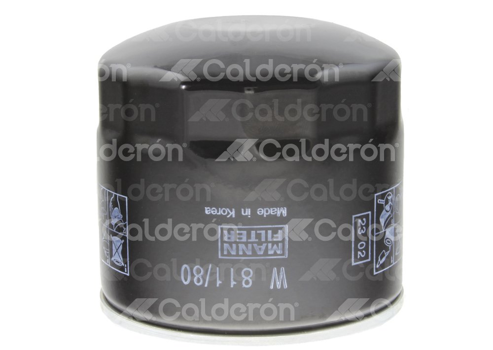FILTRO ACEITE CHRYSLER ATTITUDE L4 1.6L 2012-2014; HYUNDAI ACCENT L4 1.4L 2011-2017, ACCENT L4 1.6L 2011->; KIA FORTE L4 2.0L 2018->, NIRO L4 1.6L HIBRIDO 2017->, SOUL L4 2.0L 2019->; KOMATSU PC 05-7, PC 15-3 
MANN HUMMEL: W811/80 MANN FILTER