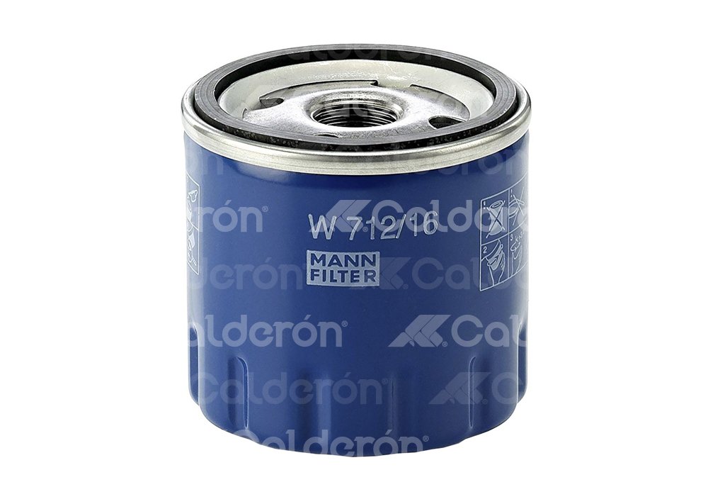 FILTRO ACEITE FIAT PANDA 1.2L L4, STILO 2.4L L5  W712/16 MANN FILTER