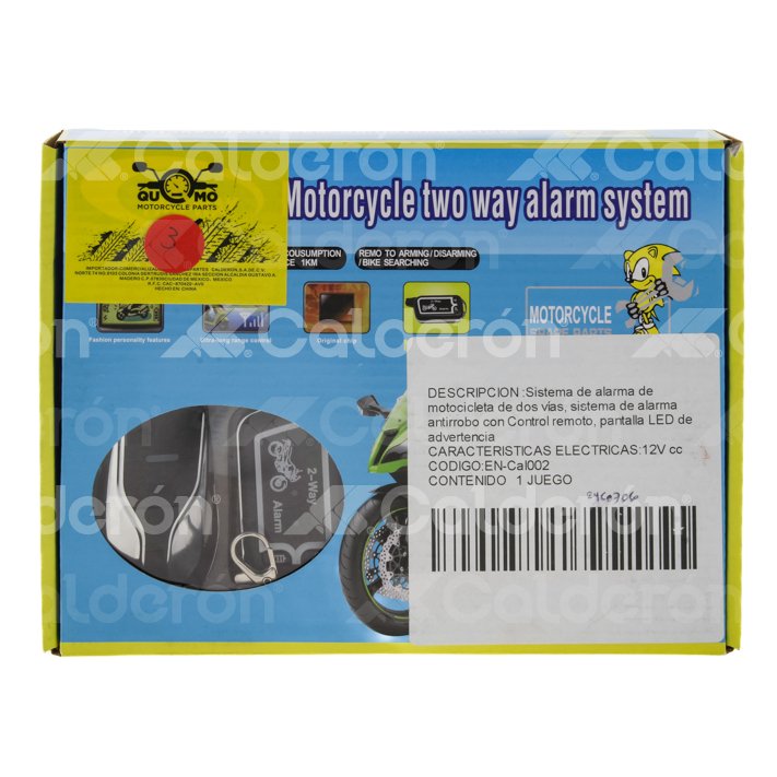 ALARMA MOTOCICLETA 2 VÍAS CON CONTROL REMOTO Y PANTALLA LED DE ADVERTENCIA QUMO